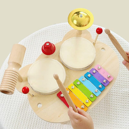 Kids Drum Set for Toddlers 18+ Months - Wooden Xylophone & Drum Musical Toys | Early Learning Instruments | Safe Non-Toxic Material | Birthday Gift for Boys & Girls