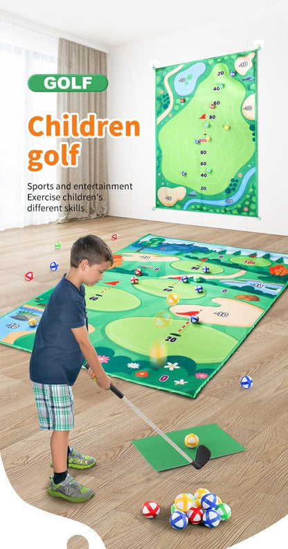 Parent-Child Golf Toy Set | Kids & Adults Universal | Indoor/Outdoor Garden Use | Includes Thickened Golf Mat for Putting Practice