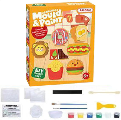 Gourmet-themed Plaster Painting Set | All-Age Creative DIY Coloring Fridge Magnets | Portable Travel Art Kit for Kids