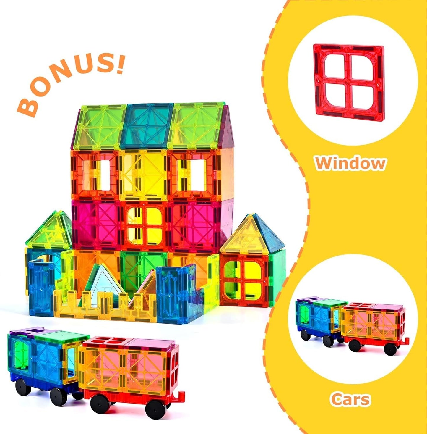 3D Magnetic Building Blocks Set, Kids' STEM Magnetic Construction Toy, Essential for Learning and fun of Boys and Girls Aged 3
