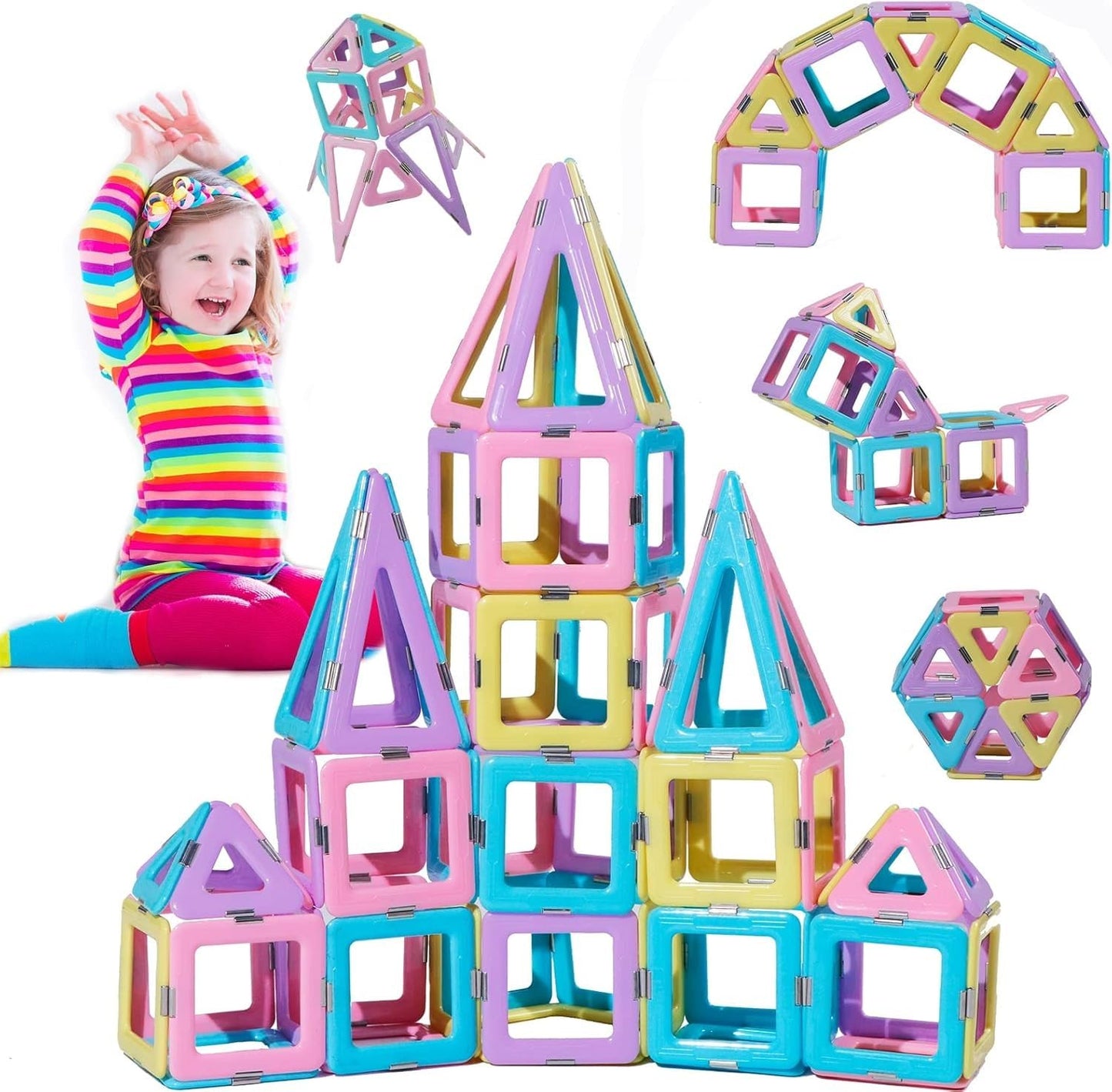 86 PCS Magnetic Building Blocks Educational Building Toy Gift for 3 4 5 6 7 year old children - boys and girls