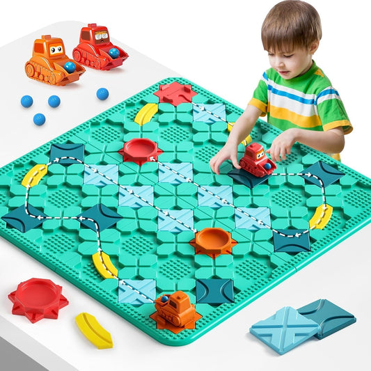 STEM Logic Maze Board Game for Kids - 57x57CM Large Puzzle with Marbles | Educational Building Toy for Ages 4-8 | Family Interactive Learning Game | Safe ABS Material