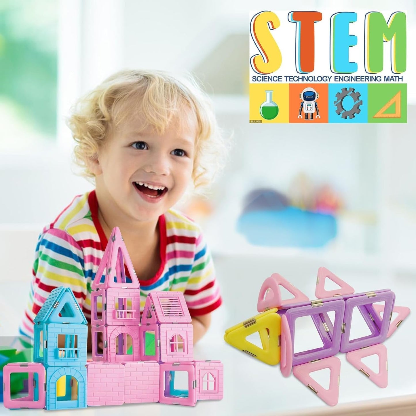 86 PCS Magnetic Building Blocks Educational Building Toy Gift for 3 4 5 6 7 year old children - boys and girls