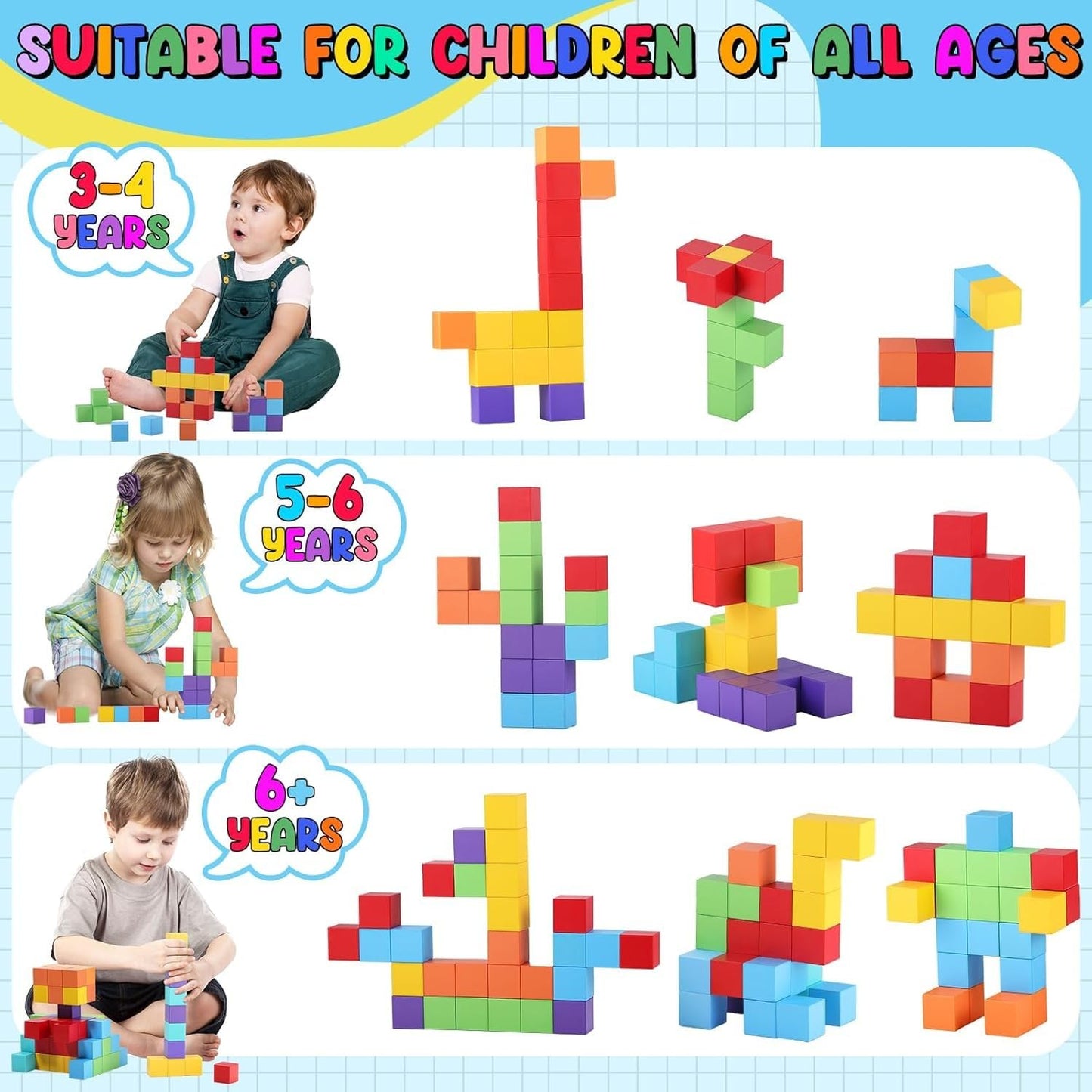 Magnetic Cube Building Blocks | Suitable for Ages 3-8, Digital + STEM Educational Construction Toy, Perfect Gift for Early Learning