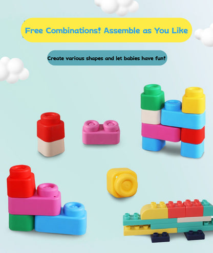 80PCS Soft Building Blocks for Toddlers - Non-Toxic Squishy Sensory Toys for Babies 6-12 Months, STEM Educational Stacking Blocks, Early Learning Toys for 1 2 3 Year Old Boys Girls