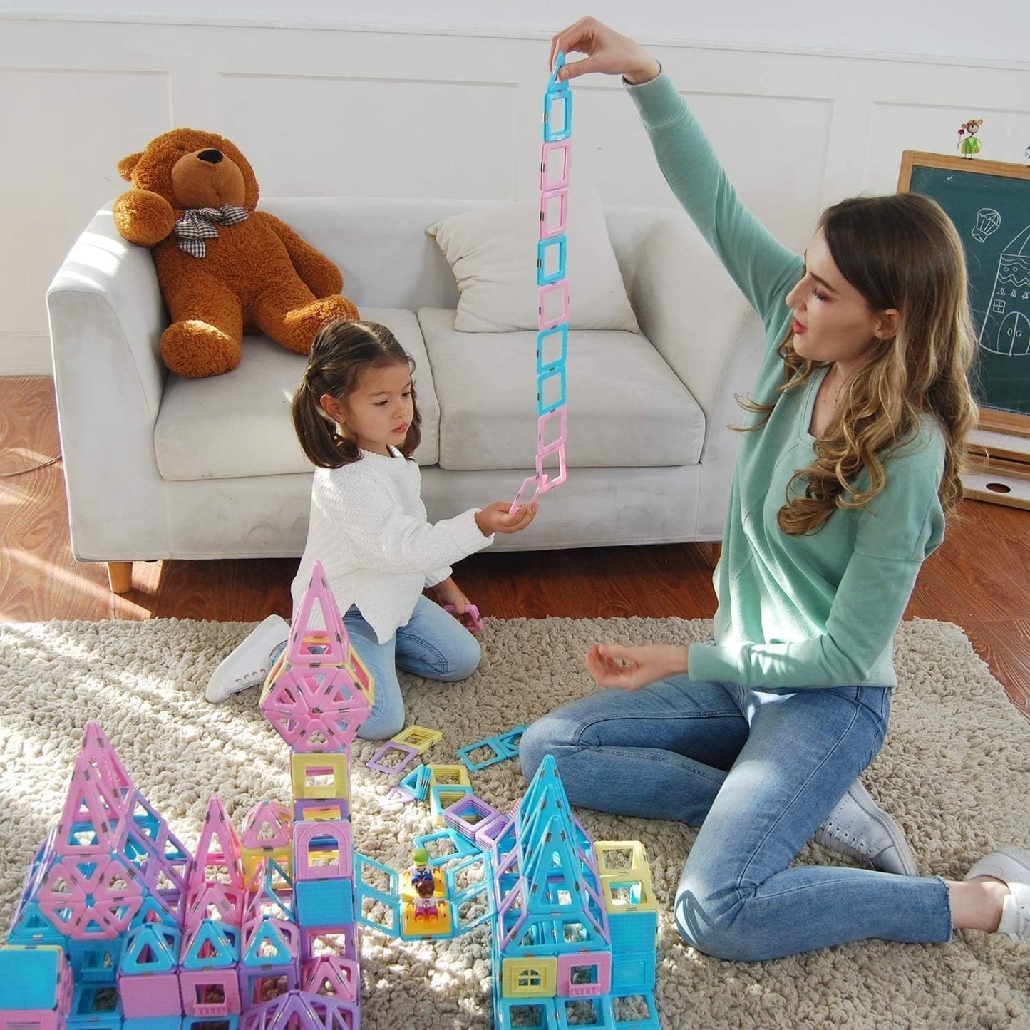 86 PCS Magnetic Building Blocks Educational Building Toy Gift for 3 4 5 6 7 year old children - boys and girls