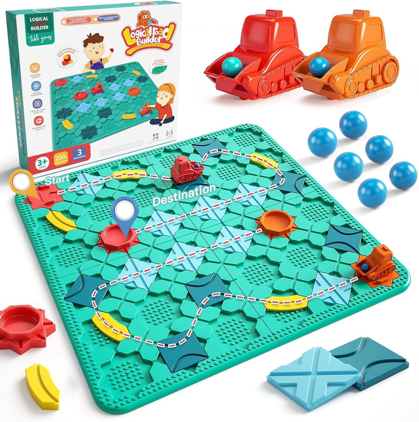 STEM Logic Maze Board Game for Kids - 57x57CM Large Puzzle with Marbles | Educational Building Toy for Ages 4-8 | Family Interactive Learning Game | Safe ABS Material