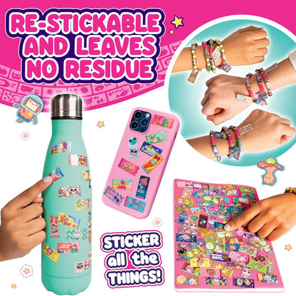 100+ Holographic Wearable Shareable Sticker Bracelet Set | with Mystery Rare Sticker Rolls | DIY Kawaii Surprise Toy for Girls