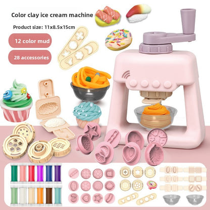 Children's Colorful Clay Toy Set  12 Colors   Noodle Maker  ice cream maker hamburger machine DIY Handmade Clay Tools  Suitable for ages 3+