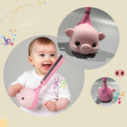 Electronic musical instruments, cartoon guitar erhu synthesizer | portable musical toys for children and adults | fun early education musical instruments (pink pig)