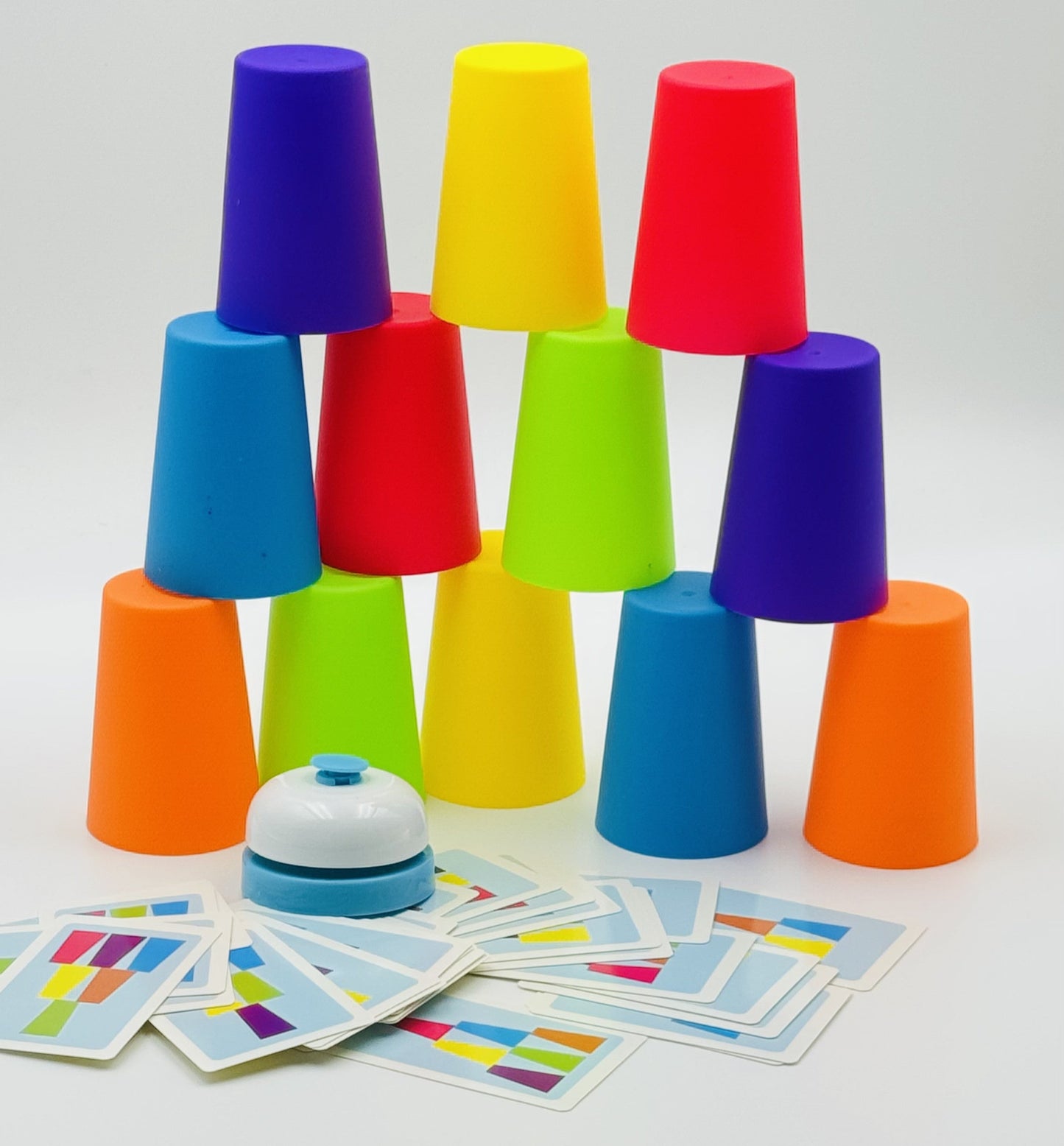 Speed Cups Game for Kids Ages 6+ | 2 Players Family Party Game | Quick-Thinking Stacking Challenge with 12 Cups, 54 Task Cards & Bell | Develop Hand-Eye Coordination & Reaction Skills