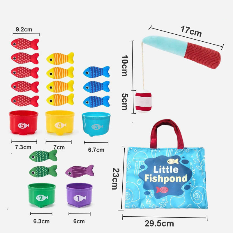 Montessori 10-in-1 Fabric Fishing Game Set｜Early Learning Toys for 6M - 3Y Babies｜Number Counting, Color Recognition & Shape Learning