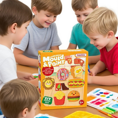Gourmet-themed Plaster Painting Set | All-Age Creative DIY Coloring Fridge Magnets | Portable Travel Art Kit for Kids