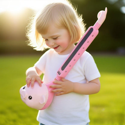 Electronic musical instruments, cartoon guitar erhu synthesizer | portable musical toys for children and adults | fun early education musical instruments (pink pig)