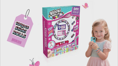 100+ Holographic Wearable Shareable Sticker Bracelet Set | with Mystery Rare Sticker Rolls | DIY Kawaii Surprise Toy for Girls