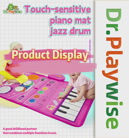 Musical Toys for 1 2 3 Year Old Girls, 3-in-1 Piano Drum Pads, Early Childhood Education Drum Musical Blankets, Gifts for 1 2 Year Old Girls Toddler Toys 1 Year Old Birthday Gift Easter Gifts for Kids