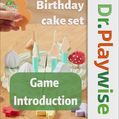 Wooden Birthday Cake Pretend Play Set – 16-Piece Kit with 6-Slice Cake, Removable Candles & Fruits – Ideal for Tea Parties, Role Play & Ages 3+
