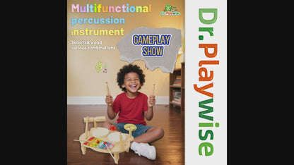 Kids Drum Set for Toddlers 18+ Months - Wooden Xylophone & Drum Musical Toys | Early Learning Instruments | Safe Non-Toxic Material | Birthday Gift for Boys & Girls