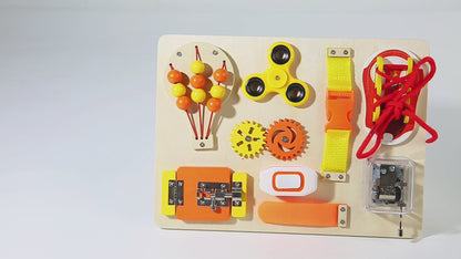 Montessori Busy Board for Kids – 10-in-1 Sensory Learning Toy with Beads, Fidget Spinner, Lacing & More – Educational Gift for Toddlers & Preschoolers