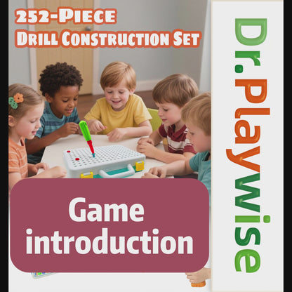 252-Piece Drill Construction Set – Electric Drill Tool Included – STEM Building Blocks in Portable Suitcase – Educational Toy for Kids Ages 3+ – Perfect for Creative Play & Skill Development