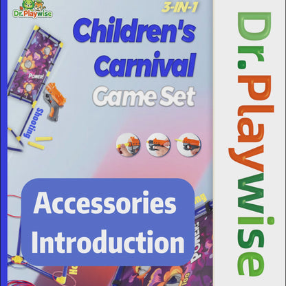 3-in-1 Kids' Carnival Game Set – Bean Bag Toss, Soft Dart Shooting & Ring Toss with 1 Blasters, 6 Foam Darts & 6 Bean Bags & 12 Hoops– Indoor/Outdoor Fun for Ages 5+ – Perfect Party Gift