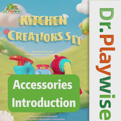 3-in-1 Kitchen Creations Set with Ice Cream Maker, Noodle Machine & Burger Press | Edible Dough Play Set for Kids Age 3+ | Gift Box
