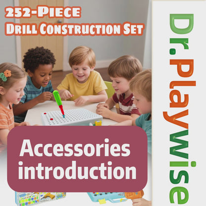 252-Piece Drill Construction Set – Electric Drill Tool Included – STEM Building Blocks in Portable Suitcase – Educational Toy for Kids Ages 3+ – Perfect for Creative Play & Skill Development