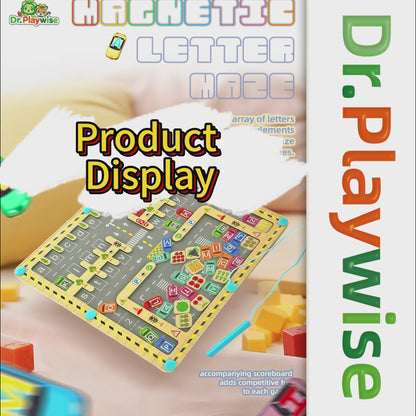 Designed for 3 - 5-Year-Olds! Magnetic Alphabet Maze + Parking Lot - Educational Learning Toy for Effortless Letter and Color Learning, Improving Hand Dexterity