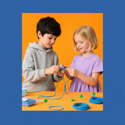 Bracelet Making Kit for Girls Ages 6+ - Create Bracelets, Necklaces & Keychains - With 16 Color - Random Beading Pins, 10 String Rolls, 10 Buttons & Storage Weaving Rack - Ideal for Kids' DIY