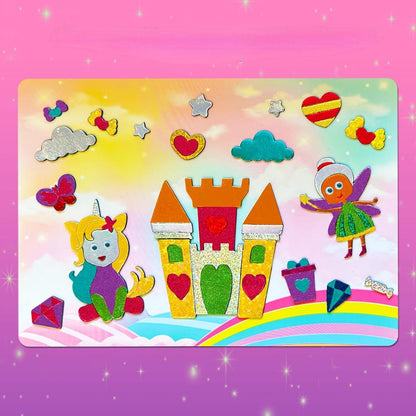 Mess-Free Arts and Crafts Set for Kids (Unicorn & Princess Foil Theme) | DIY Creative Activity Toy | Travel/Birthday Gift for 4 5 6 7 8 9 Year Old Boys & Girls