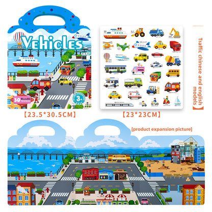 Reusable 3D Puffy Jelly Sticker Book｜Early Learning Educational Toy for Kids｜Waterproof Animal, Dinosaur & Ocean Scene Stickers (Ages 3-6)