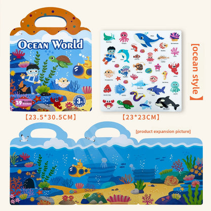 Reusable 3D Puffy Jelly Sticker Book｜Early Learning Educational Toy for Kids｜Waterproof Animal, Dinosaur & Ocean Scene Stickers (Ages 3-6)