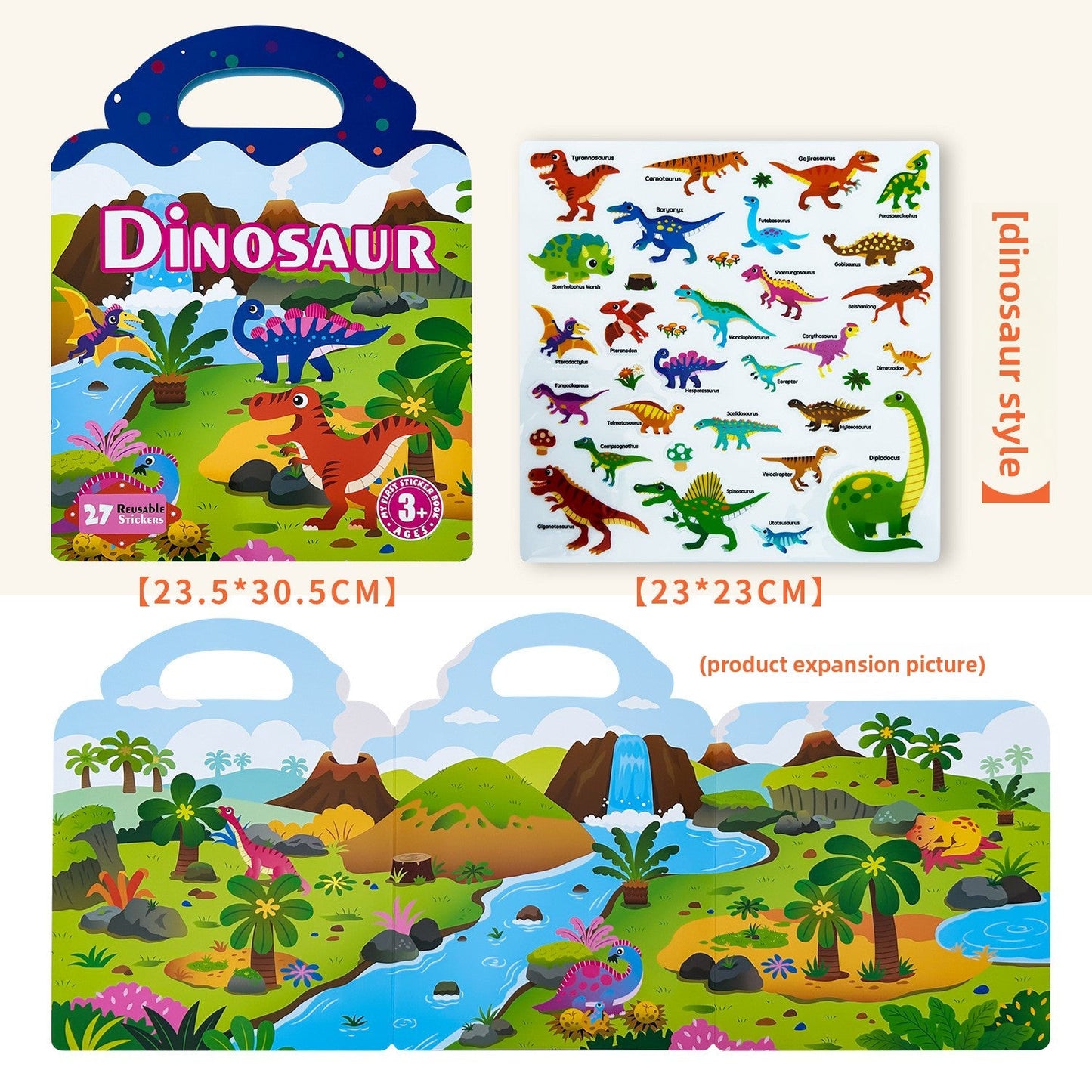 Reusable 3D Puffy Jelly Sticker Book｜Early Learning Educational Toy for Kids｜Waterproof Animal, Dinosaur & Ocean Scene Stickers (Ages 3-6)