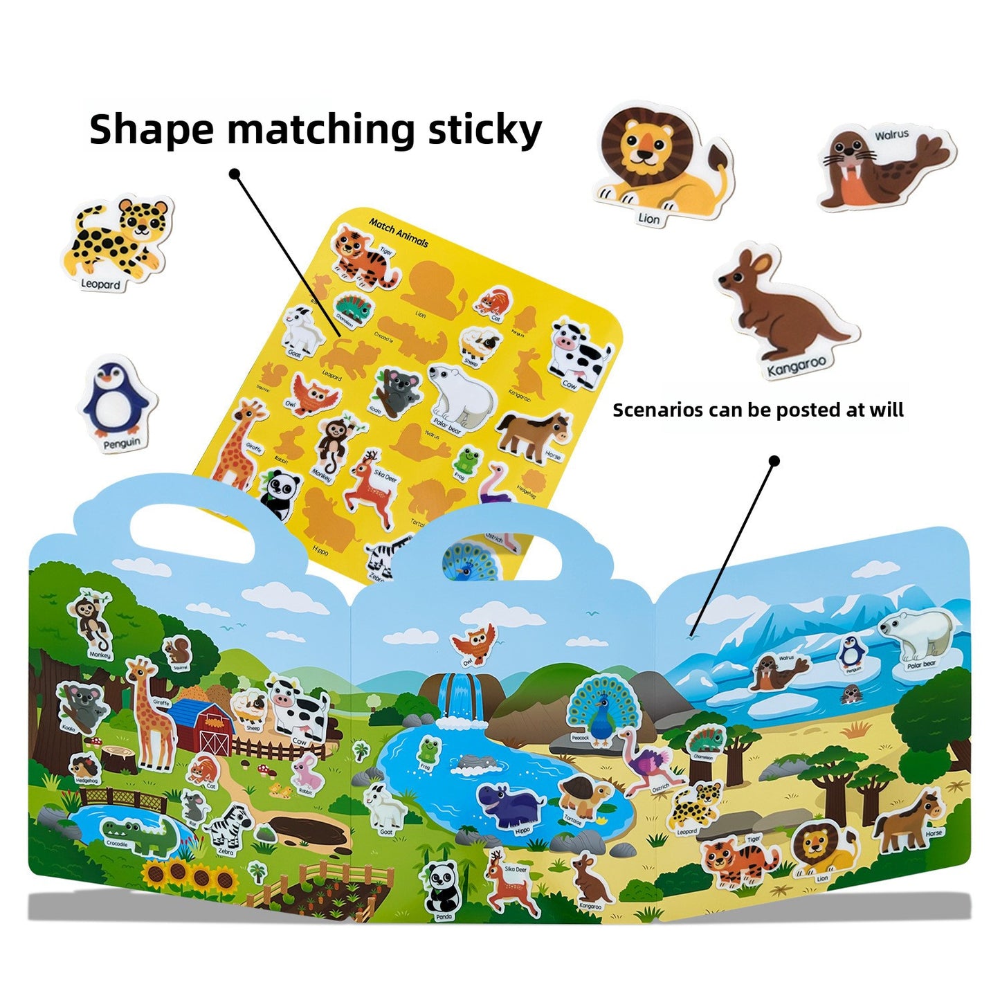 Reusable 3D Puffy Jelly Sticker Book｜Early Learning Educational Toy for Kids｜Waterproof Animal, Dinosaur & Ocean Scene Stickers (Ages 3-6)