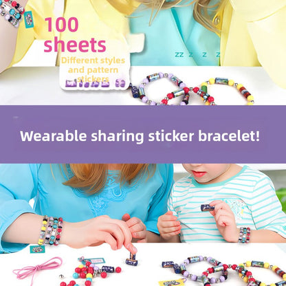 100+ Holographic Wearable Shareable Sticker Bracelet Set | with Mystery Rare Sticker Rolls | DIY Kawaii Surprise Toy for Girls